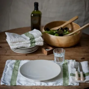 Arles Stripe Placemat H32 x W47cm, Olive tufted headboard, king headboard