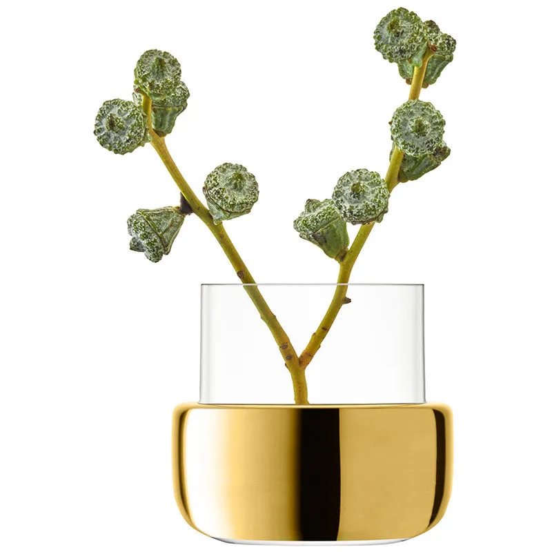 Aurum Tealight/Vase, H8.5cm, Clear/Gold