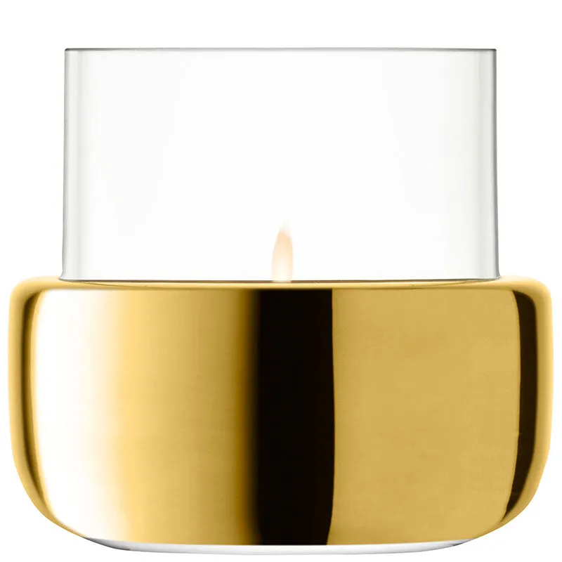 Aurum Tealight/Vase, H8.5cm, Clear/Gold