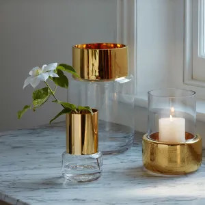 Aurum Tealight/Vase, H8.5cm, Clear/Gold kitchen island, storage cart