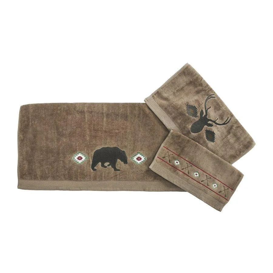 Aztec Bear 3-PC Bath Towel Set, Mocha bathroom furniture, vanity cabinet