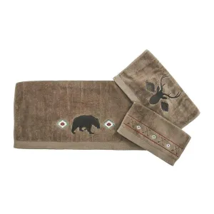 Aztec Bear 3-PC Bath Towel Set, Mocha bathroom furniture, vanity cabinet