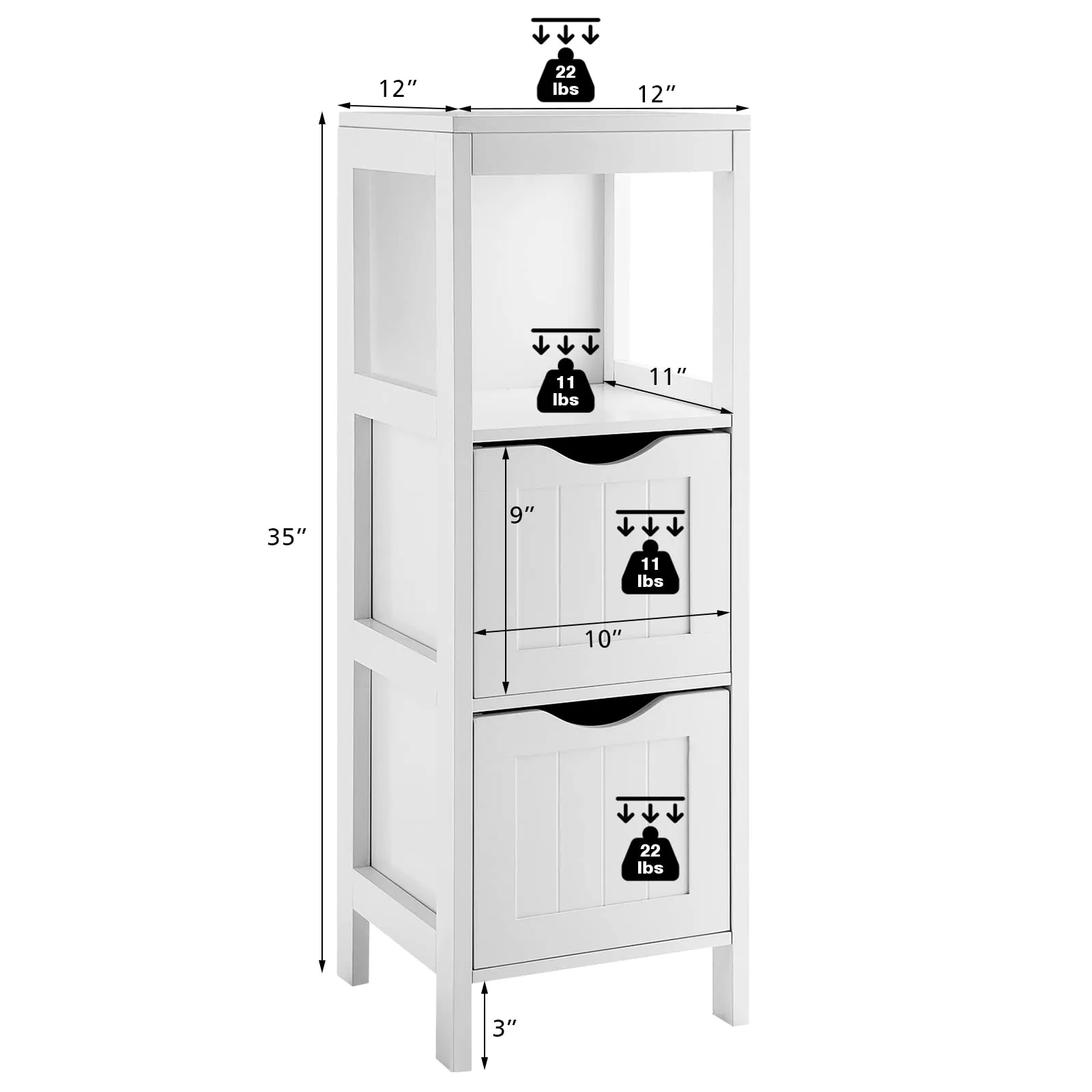 Bathroom Floor Cabinet with 2 Removable Drawers