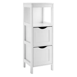 Bathroom Floor Cabinet with 2 Removable Drawers bathroom organizer, toilet brush holder