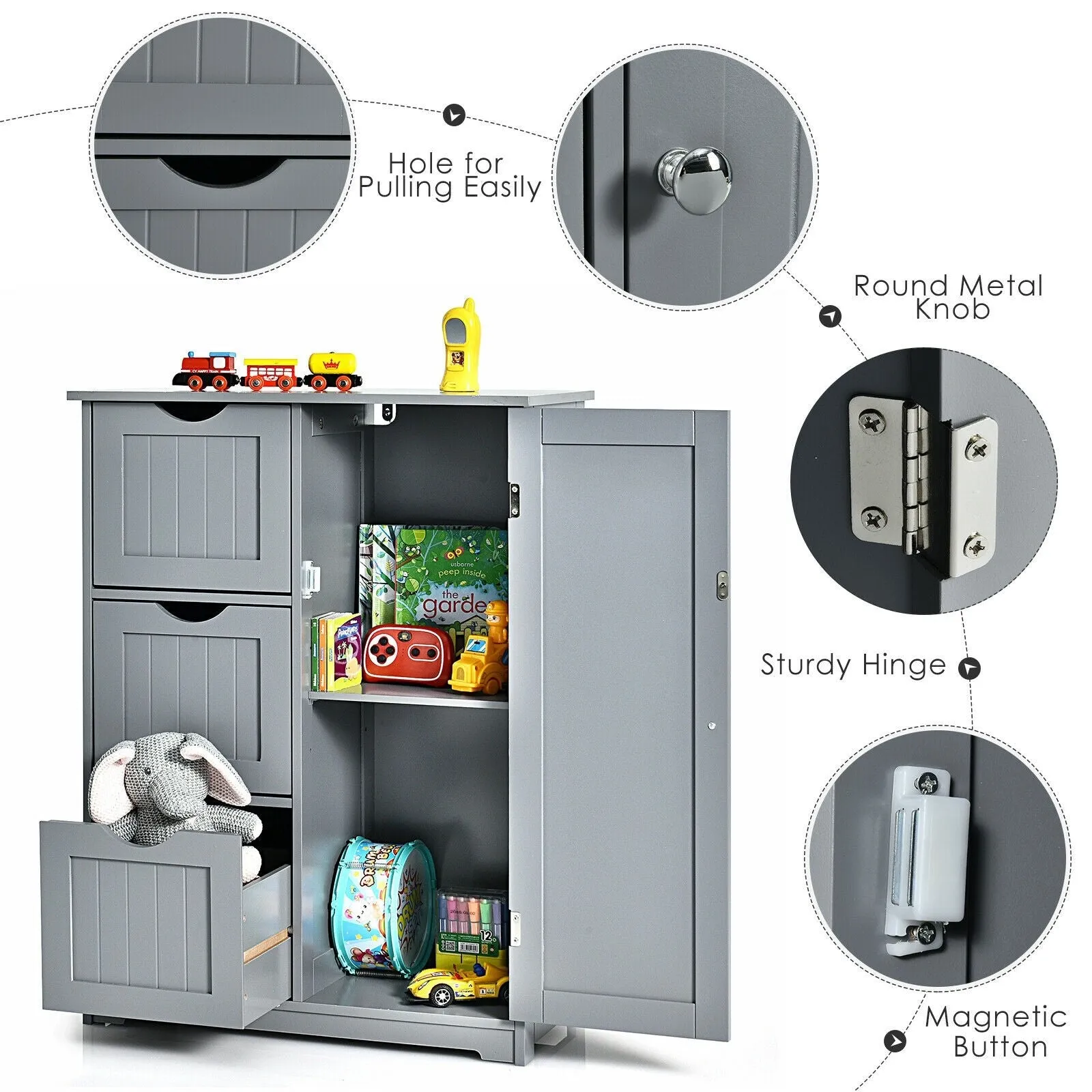 Bathroom Floor Cabinet, Wooden Storage Cabinet