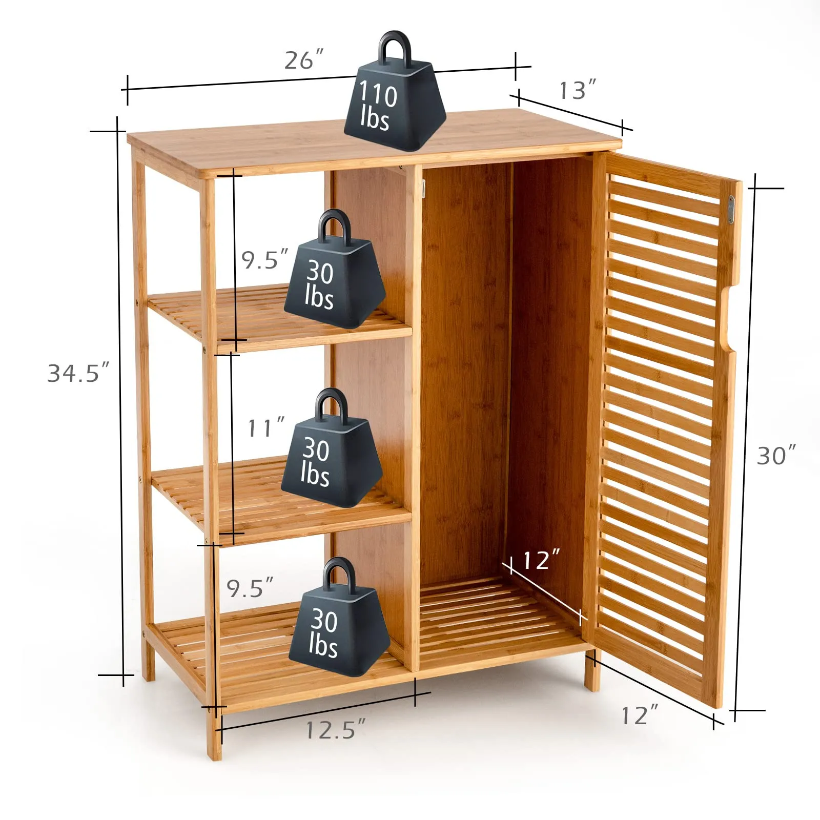 Bathroom Storage Cabinet Bamboo Floor Cabinet Free Standing Organizer