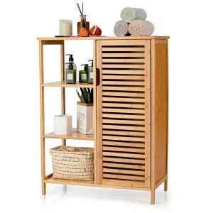 Bathroom Storage Cabinet Bamboo Floor Cabinet Free Standing Organizer bathroom organizer, toilet brush holder