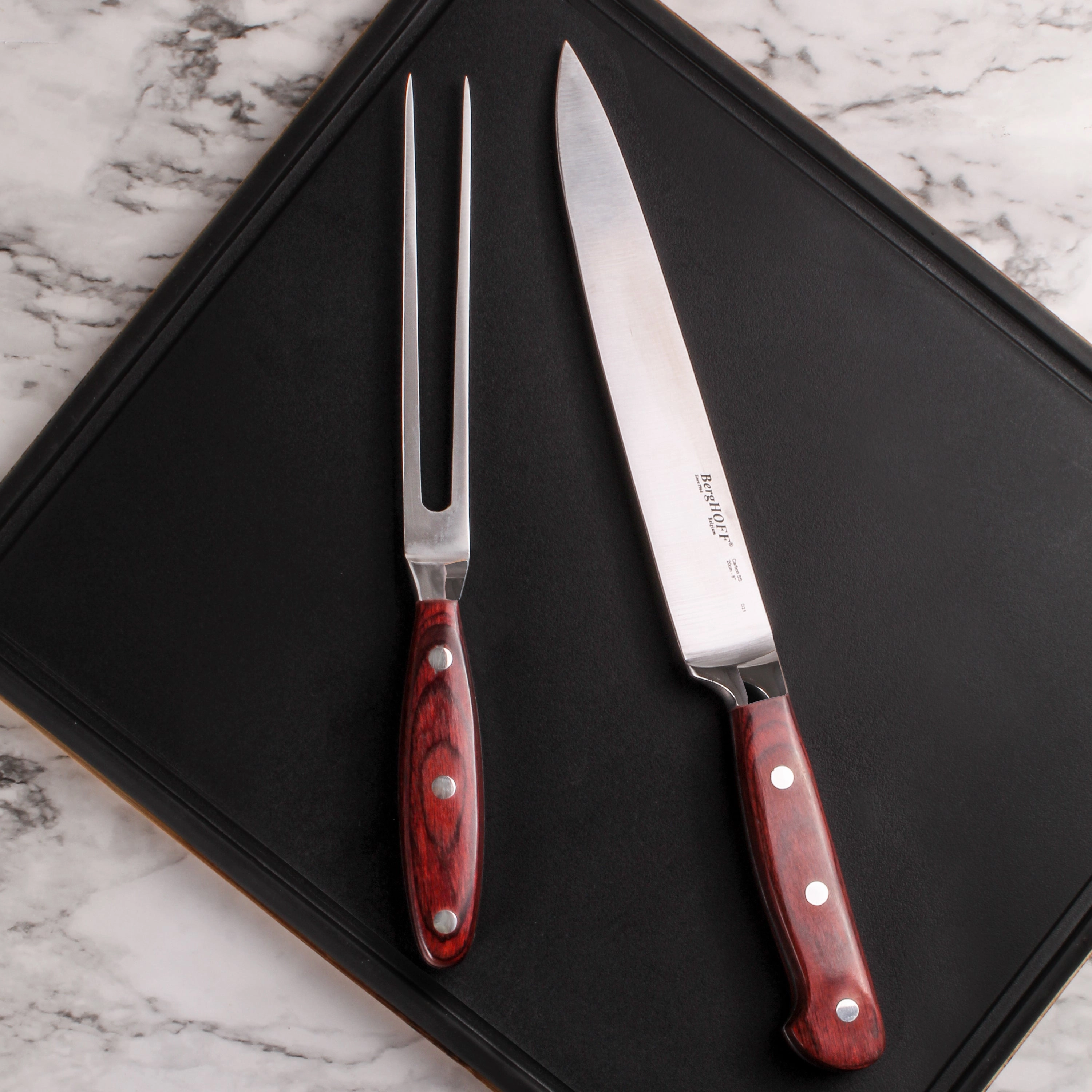 BergHOFF Pakka Wood 3Pc Stainless Steel Carving Set with Case