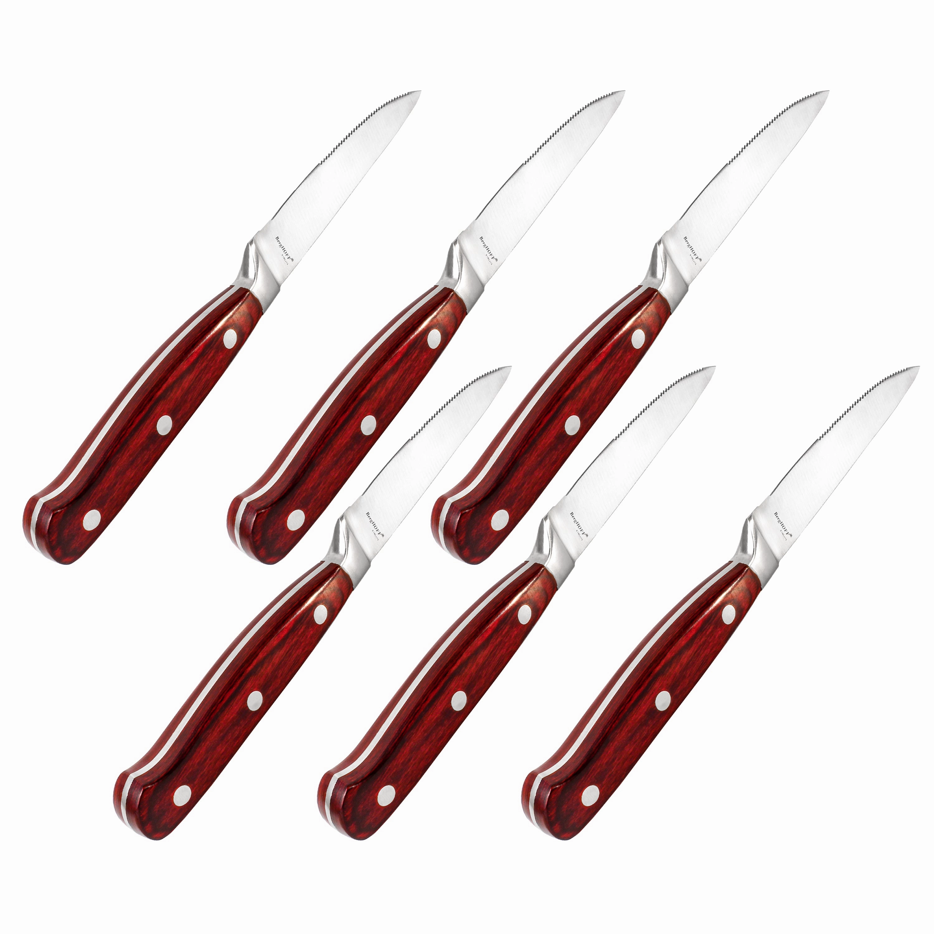BergHOFF Pakka Wood 6pc Stainless Steel Steak Knife Set 4.75"