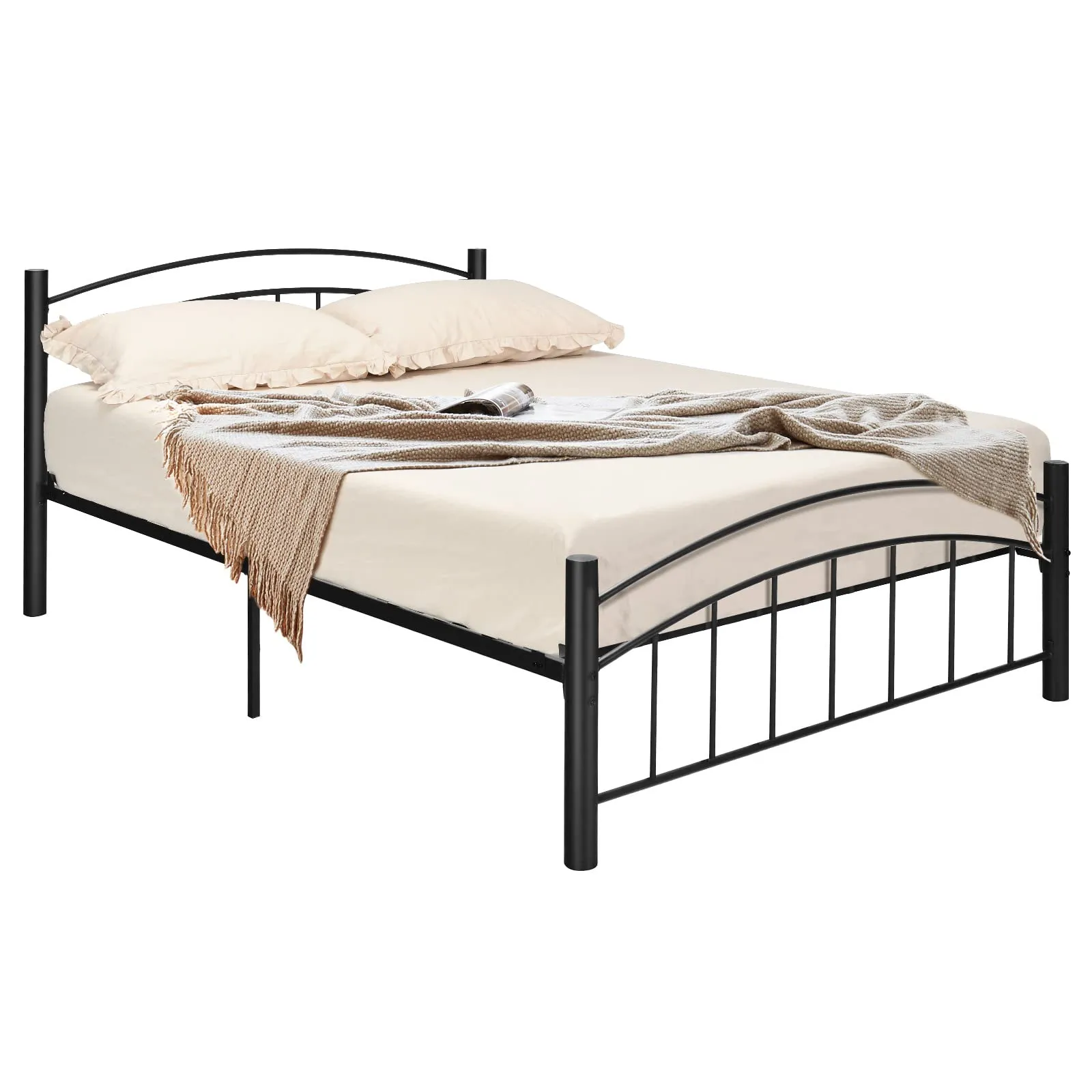 Black Modern Platform Bed with Headboard and Footboard | Metal Bed Frame bed frame, queen bed