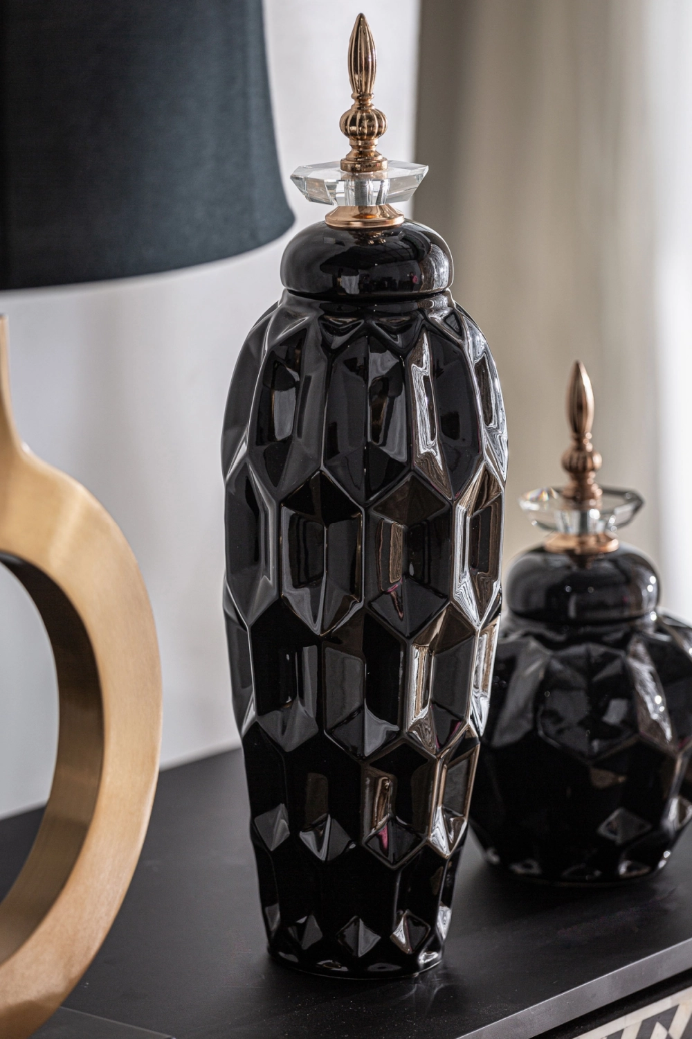 Black Ceramic Oriental Vase L | Vical Home Heyer
