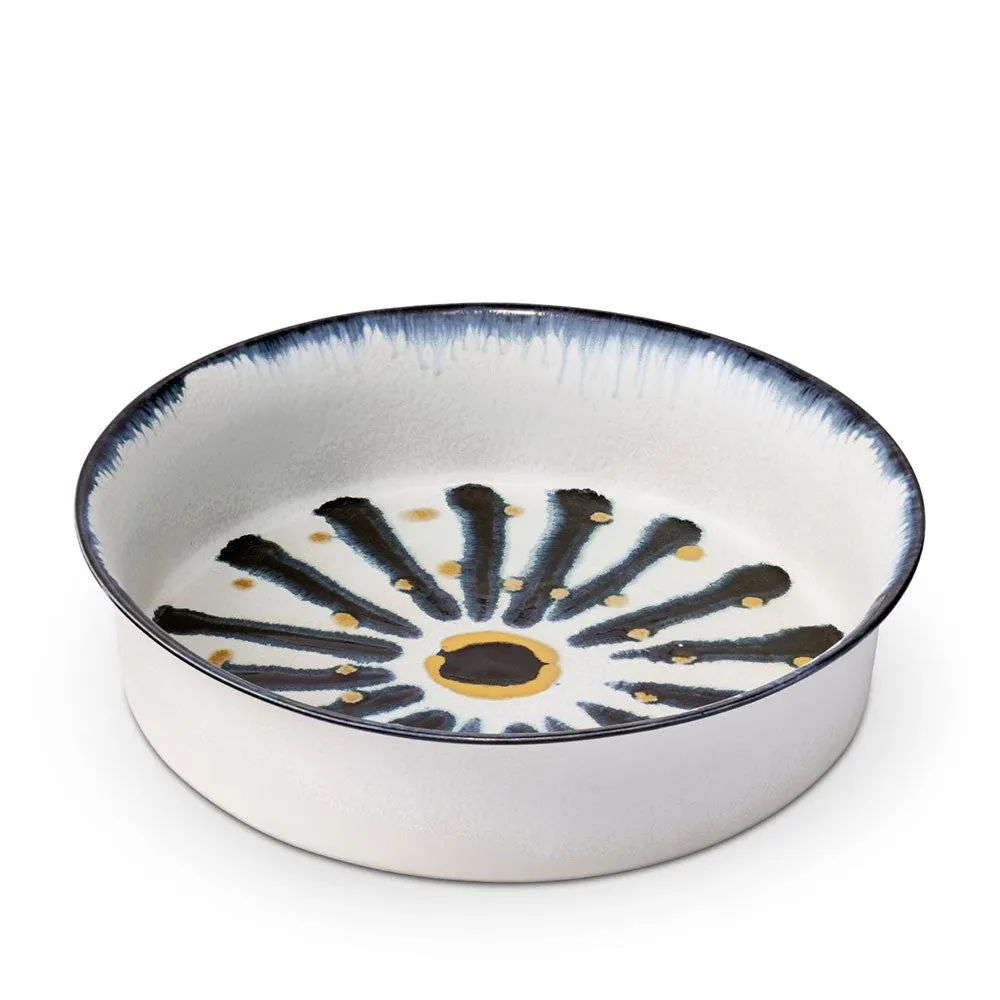 Bohme Large bowl, H10 x Dia37cm, Blue/ White/ Yellow napkin rings, dining placemats