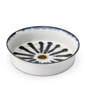 Bohme Large bowl, H10 x Dia37cm, Blue/ White/ Yellow napkin rings, dining placemats