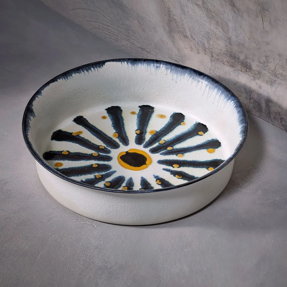 Bohme Large bowl, H10 x Dia37cm, Blue/ White/ Yellow