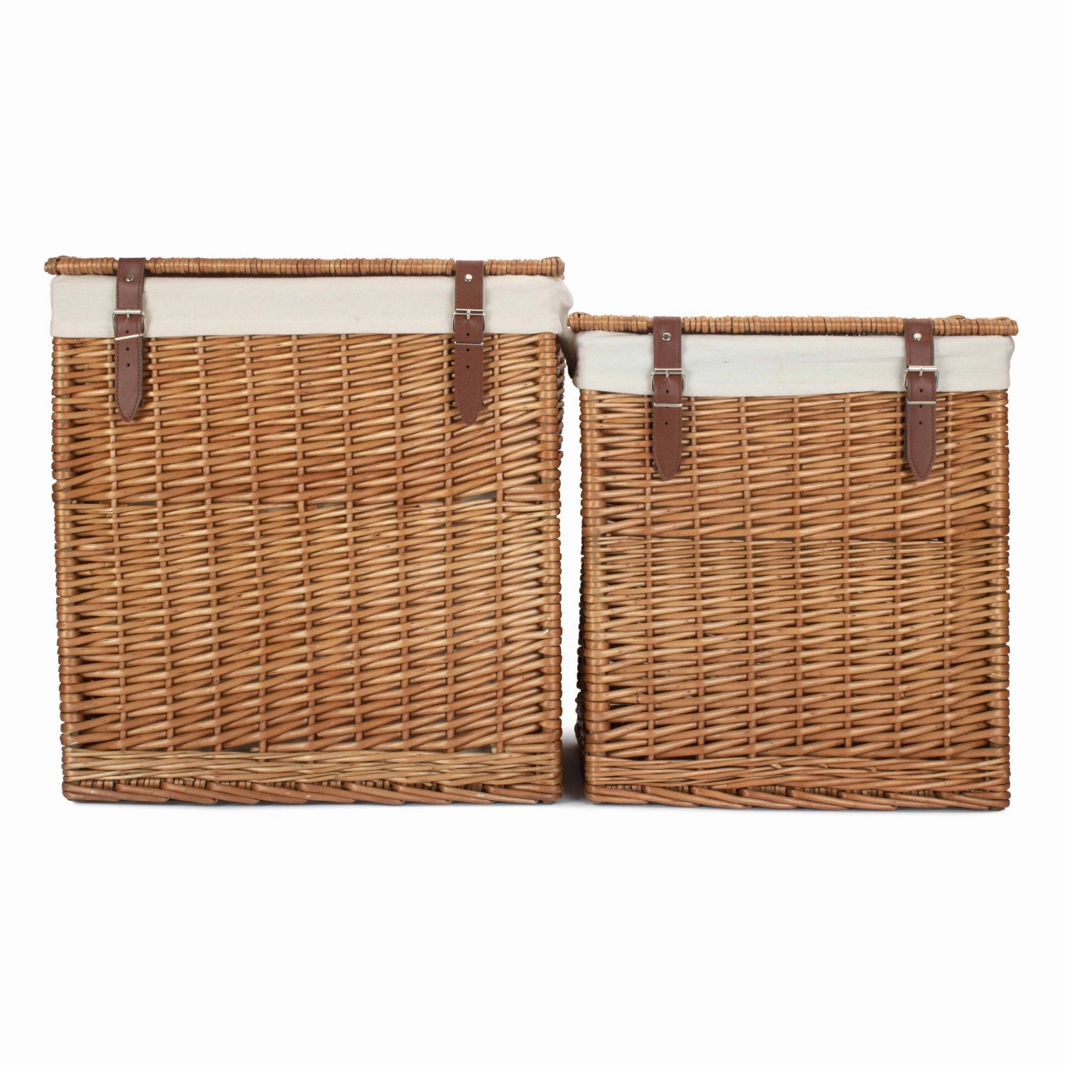 Boutique Double Steamed Willow Laundry Hamper With Lining Set 2