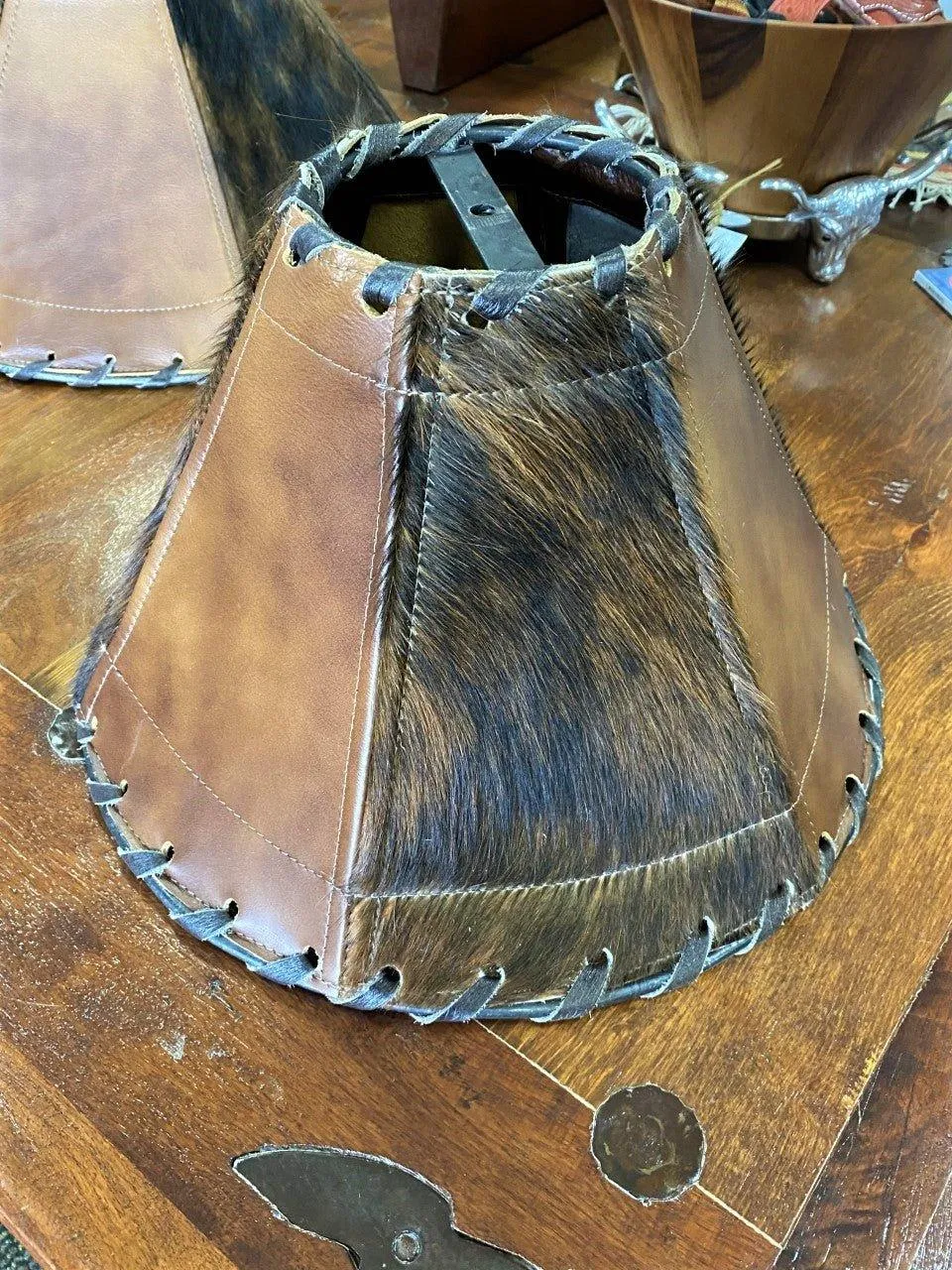 Brindle Cowhide & Leather Lamp Shade