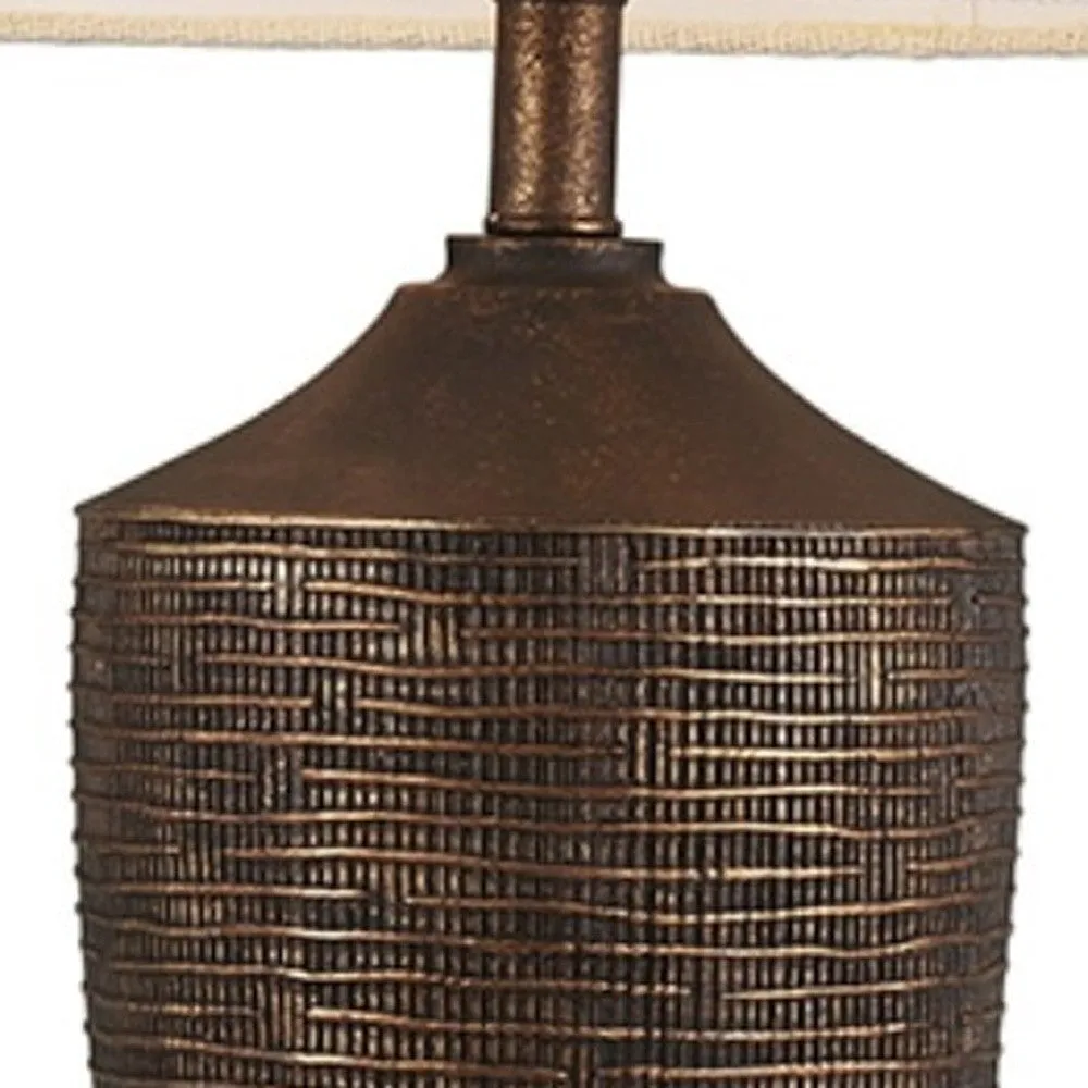 Bronze Rustic Ribbed Table Lamp