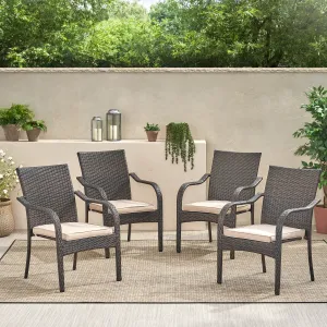Brown Wicker Stacking Chairs (Set of 4) - NH554992 patio chairs, outdoor seating