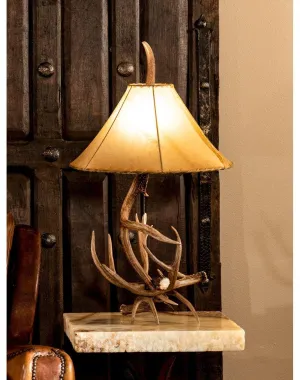 Buckskin Lamp Shade 18" antler chandelier, rustic lighting
