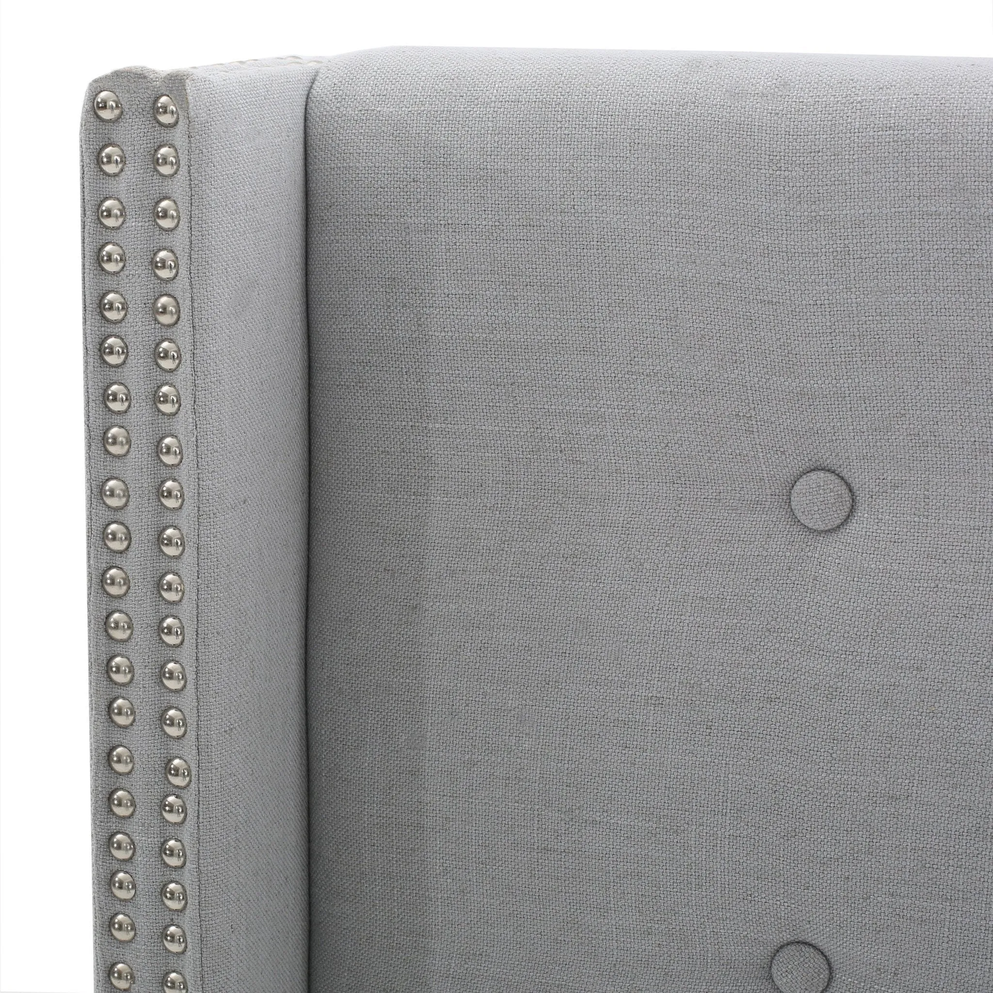 Button Tufted Fabric King/Cal King Headboard with Nailhead Accents - NH026992