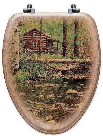 Cabin Retreat Rustic Art Toilet Seat bathroom furniture, vanity cabinet
