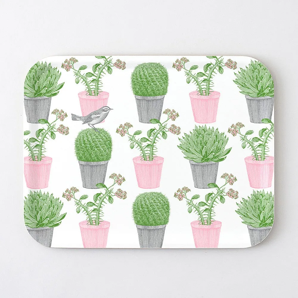 Cactus & Bird Large tray, 43 x 33cm napkin rings, dining placemats