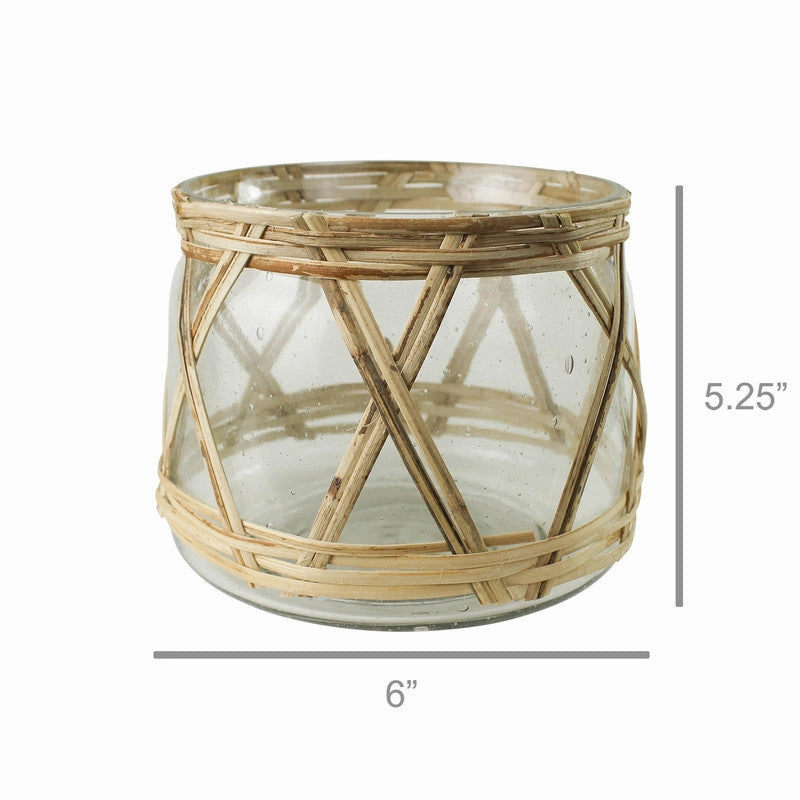 Cairo Hurricane, Glass & Rattan - Sm