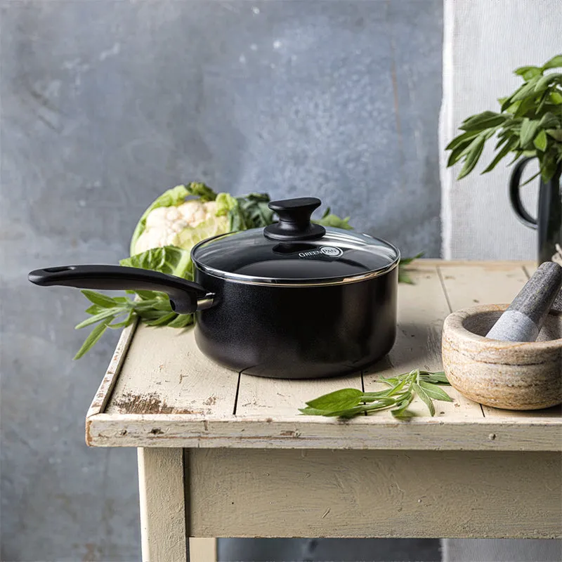Cambridge Non-Stick 3 Piece Saucepan Set with Lids, Black
