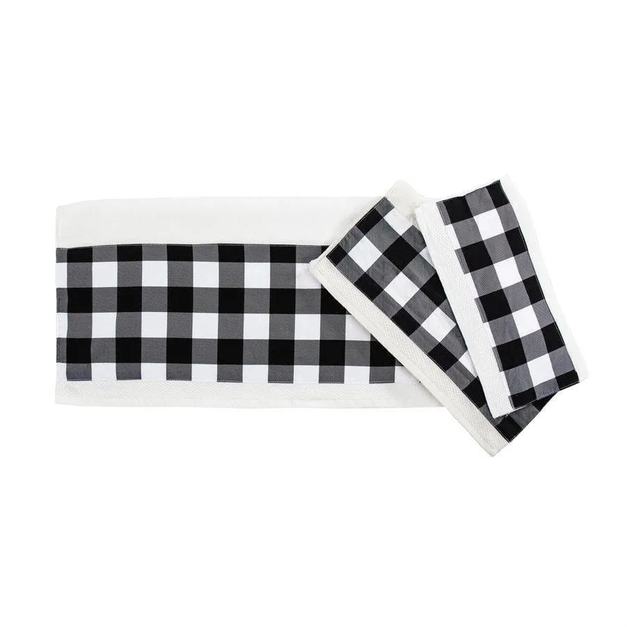 Camille Buffalo Check 3-PC Bath Towel Set, Black Buffalo Check bathroom furniture, vanity cabinet