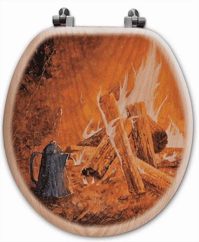 Camp Fire & Coffee Art Toilet Seat