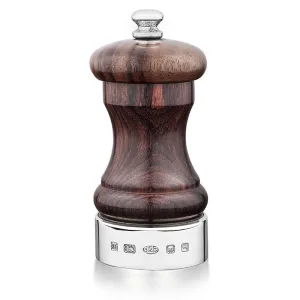 Capstan Engraved Salt & Pepper mills, 4", Silver & rosewood napkin rings, dining placemats
