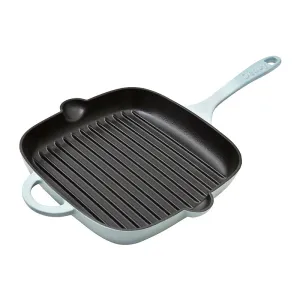 Cast Iron Griddle Pan, L25 x W29 x H4cm, Cobalt Blue curtain fabric, upholstery textile