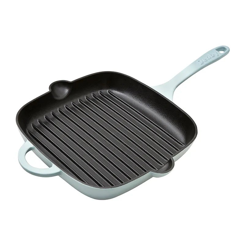 Cast Iron Griddle Pan, L25 x W29 x H4cm, Cobalt Blue curtain fabric, upholstery textile