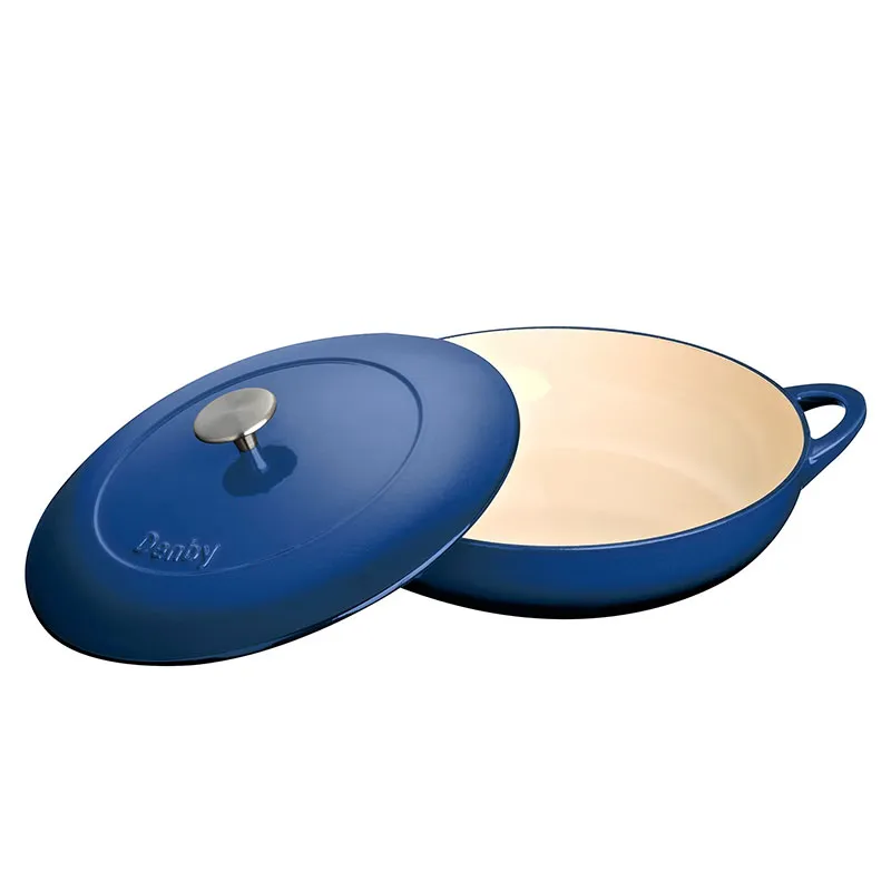 Cast Iron Shallow Casserole Dish, D30 x H13cm, Cobalt Blue