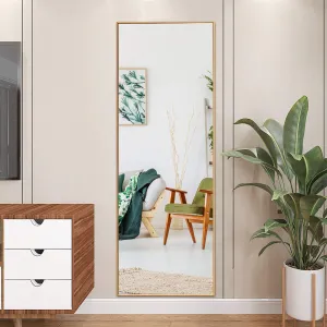 CHARMAID Full Length Mirror, 59inch x 22inch Large Rectangle Bedroom Mirror bathroom organizer, toilet brush holder