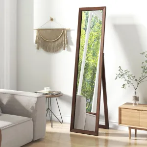 CHARMAID Full Length Mirror with Stand, Full Body Floor Mirror with Solid Wood Frame bathroom organizer, toilet brush holder