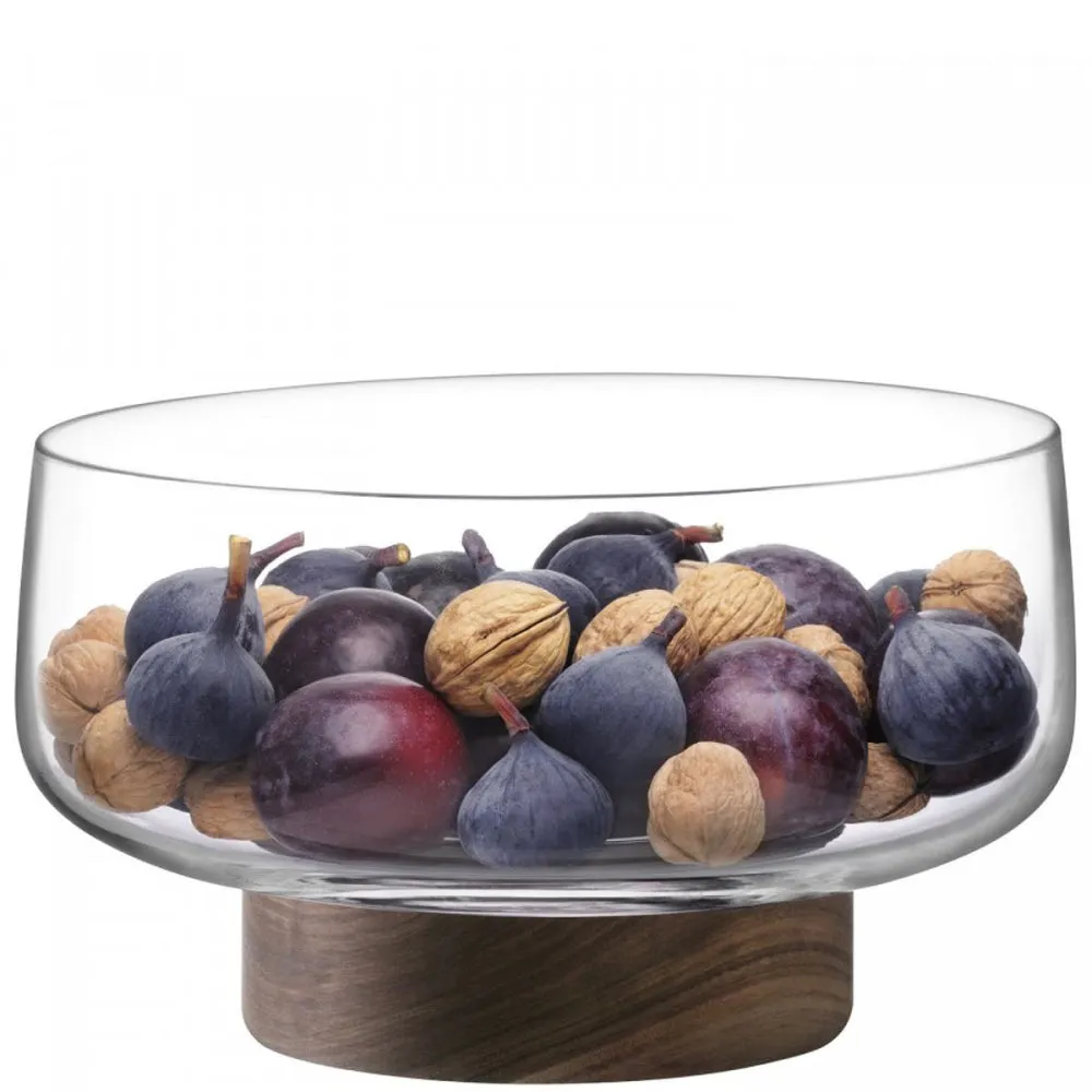 City Bowl & walnut base, D30cm, clear