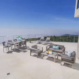 Complete Outdoor Dining Set with Chat Set & Lounges - NH974003 patio chairs, outdoor seating