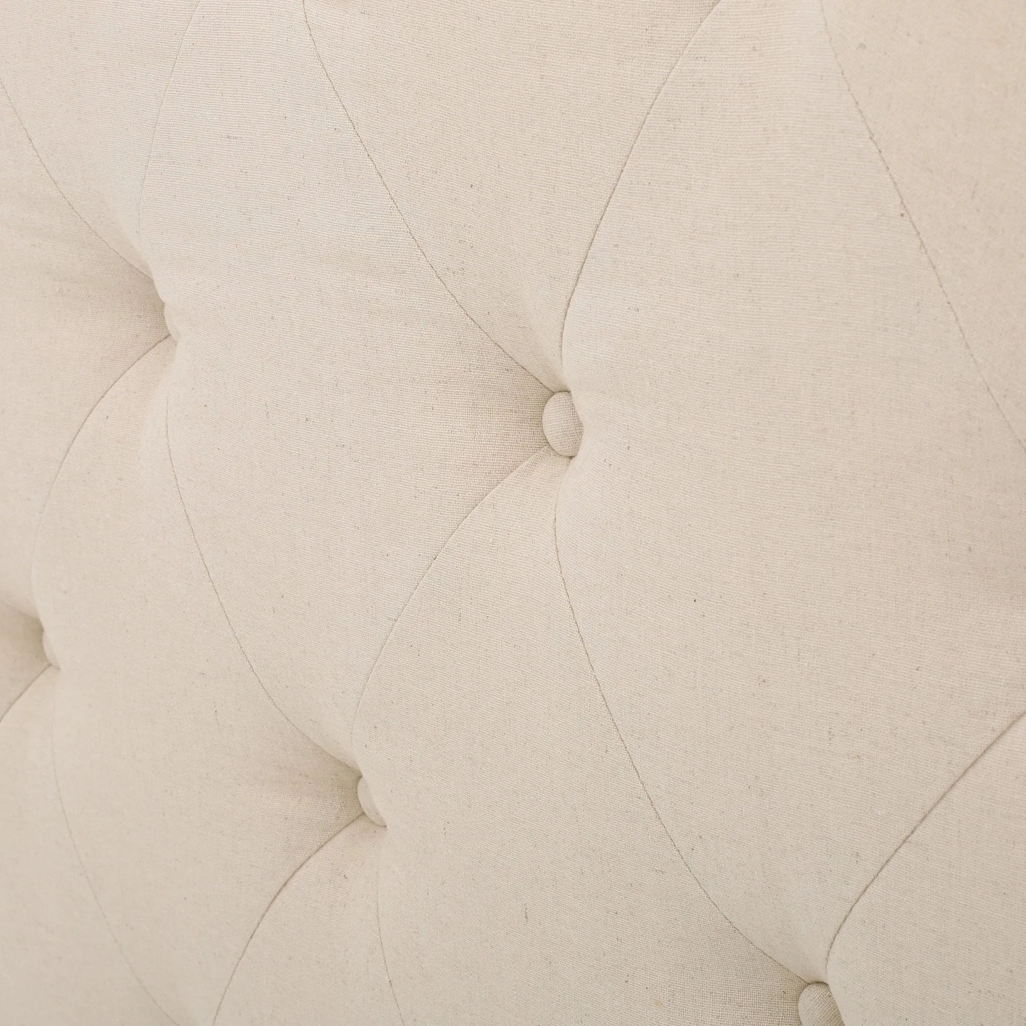 Contemporary Button Tufted Beige Fabric Queen/Full Headboard - NH684892