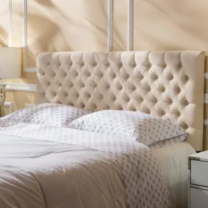 Contemporary Button Tufted Fabric Queen/Full Headboard - NH309892 queen headboard, wooden headboard