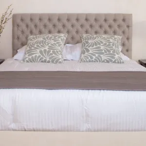 Contemporary Button Tufted Light Beige Fabric Queen/Full Headboard - NH378832 queen headboard, wooden headboard
