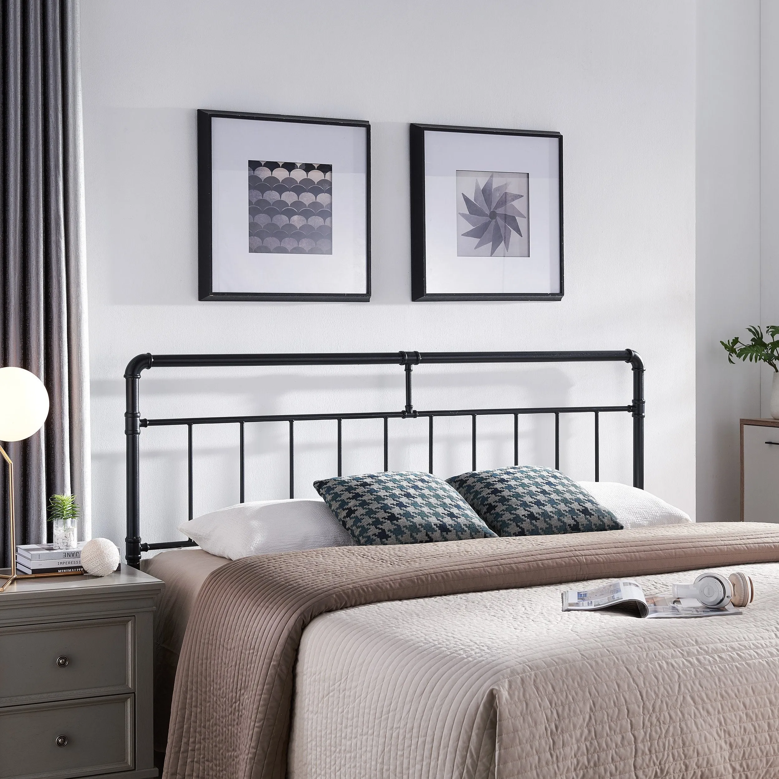 Contemporary Iron Headboard - NH515113 wood bed frame, upholstered bed
