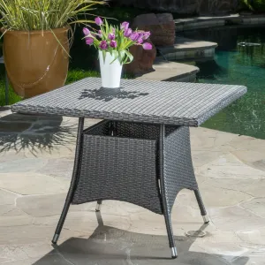Contemporary Outdoor Square Gray Wicker Dining Table - NH365003 patio chairs, outdoor seating