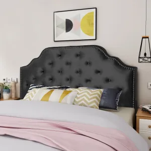 Contemporary Tufted New Velvet Queen/Full Headboard w/ Nailhead Accents - NH885303 queen headboard, wooden headboard