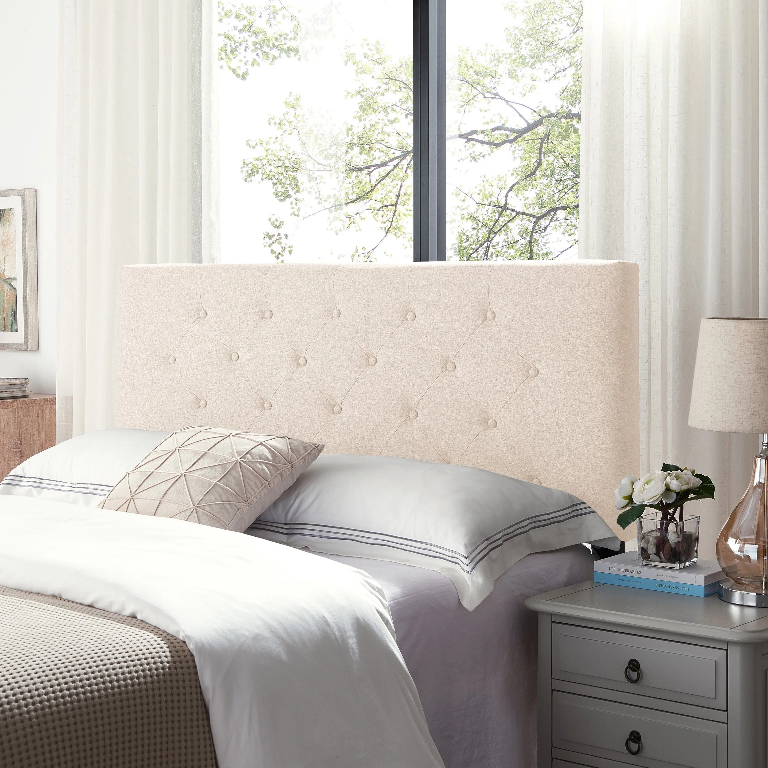 Contemporary Upholstered Headboard - NH594113 wood bed frame, upholstered bed