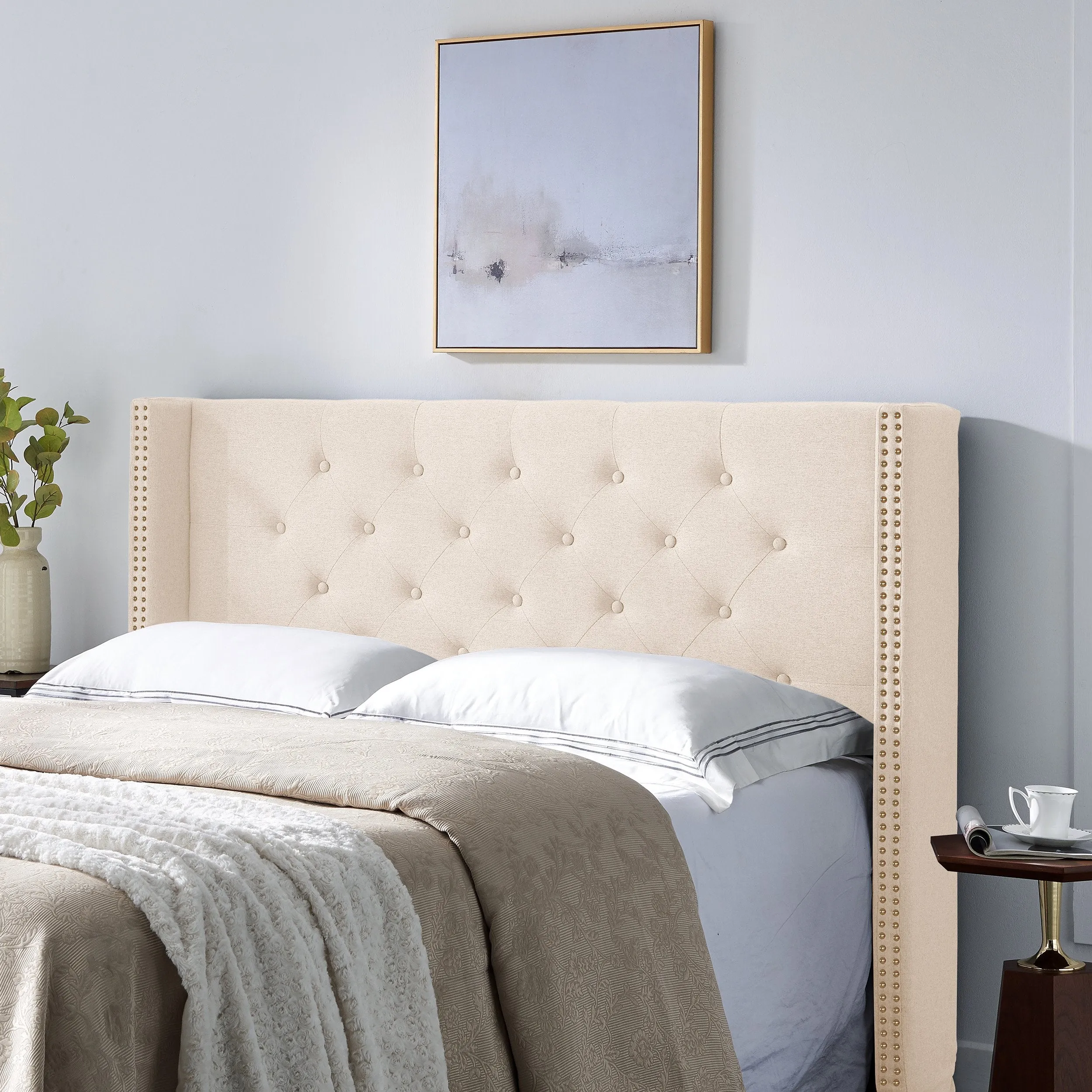 Contemporary Upholstered King / Cal King Headboard - NH866113 queen headboard, wooden headboard