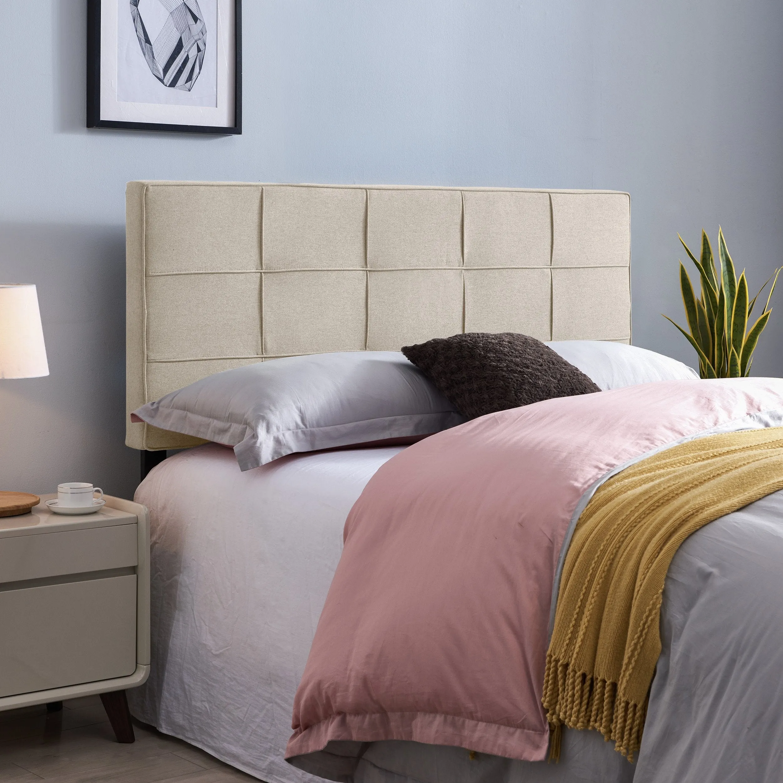 Contemporary Upholstered Queen/Full Headboard - NH031113 wood bed frame, upholstered bed