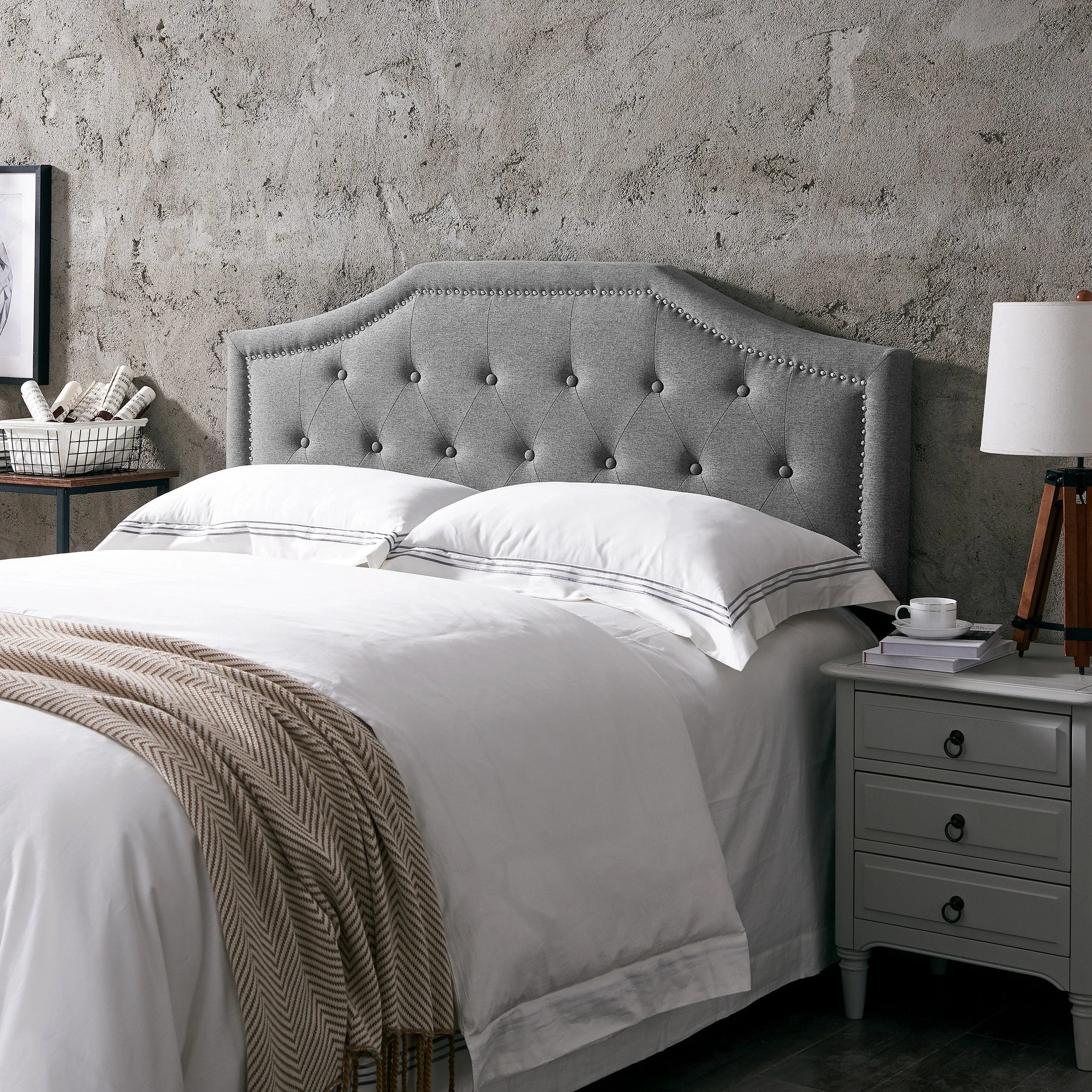 Contemporary Upholstered Queen/Full Headboard - NH494113 queen headboard, wooden headboard
