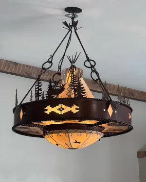 Coyote Valley Iron Chandelier patio chat set, outdoor furniture set