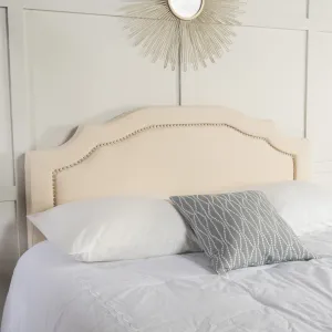 Cream Fabric Queen/ Full Headboard - NH484892 queen headboard, wooden headboard